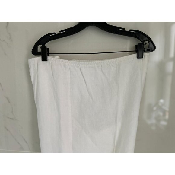 Eileen Fisher White Linen Cotton Casual Pants Site Zipper Tapered Leg Size XLarg - Picture 4 of 6